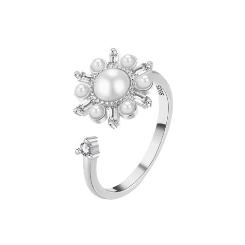 bague anti stress perle argent